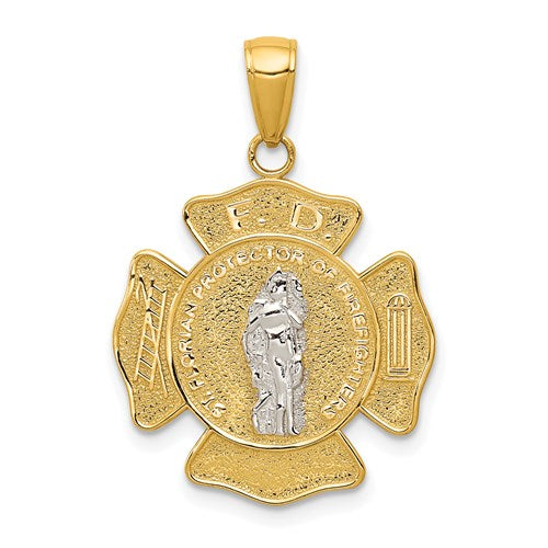 14k-two-tone-saint-florian-medal-pendant-SolomonJeweler-Wichita-KS-CustomJewelry