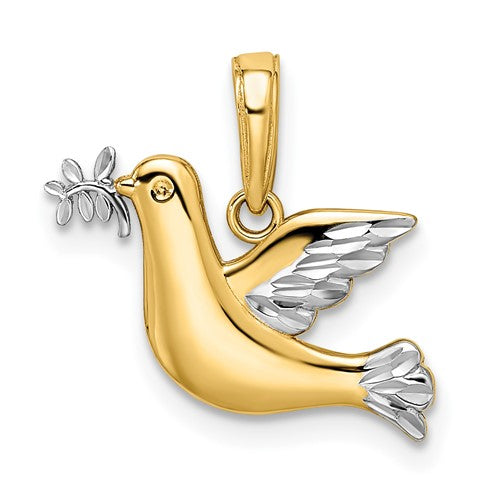 14k-white-rhodium-polished-diamond-cut-dove-charm-SolomonJeweler-Wichita-KS-CustomJewelry