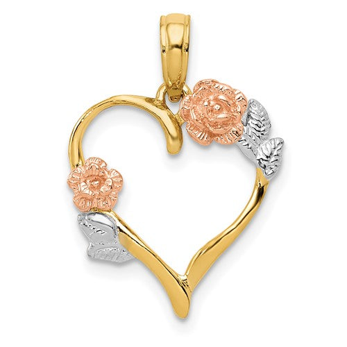 14k-two-tone-and-white-rhodium-polished-flower-heart-pendant-SolomonJeweler-Wichita-KS-CustomJewelry