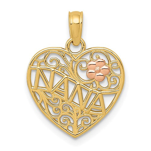 14k-two-tone-polished-nana-w-flower-on-heart-pendant-SolomonJeweler-Wichita-KS-CustomJewelry