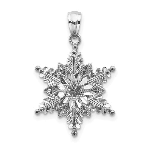 14k-white-gold-polished-and-textured-2-level-snowflake-pendant-SolomonJeweler-Wichita-KS-CustomJewelry