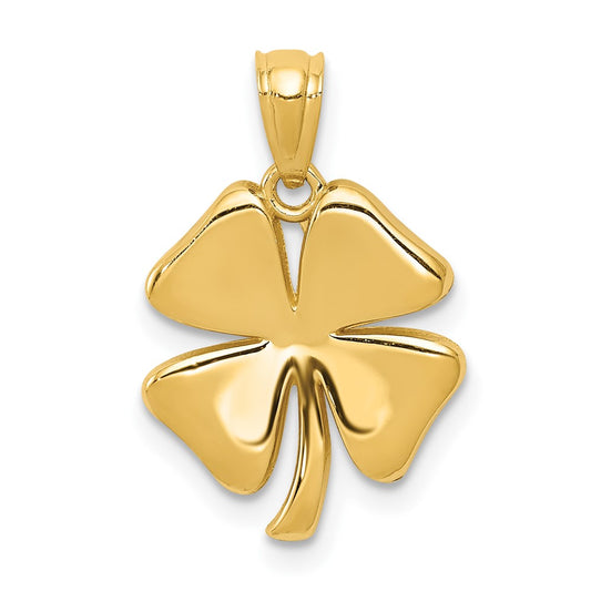 14k Gold Polished 4 Leaf Clover Pendant - Solomon Jewelers