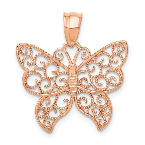 14k-rose-gold-polished-filigree-butterfly-pendant-SolomonJeweler-Wichita-KS-CustomJewelry