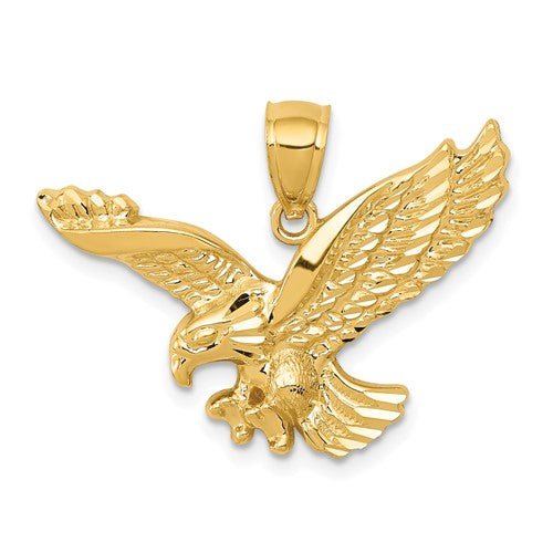 14k-gold-polished-and-textured-eagle-pendant-SolomonJeweler-Wichita-KS-CustomJewelry