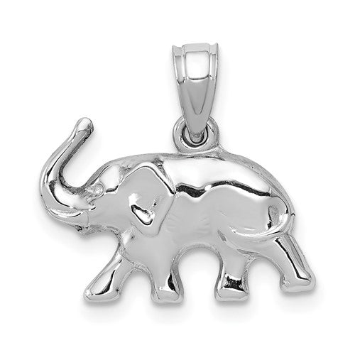 14k-white-gold-3d-polished-elephant-pendant-SolomonJeweler-Wichita-KS-CustomJewelry