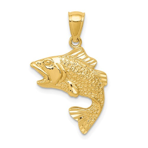 14k-gold-polished-textured-bass-pendant-SolomonJeweler-Wichita-KS-CustomJewelry