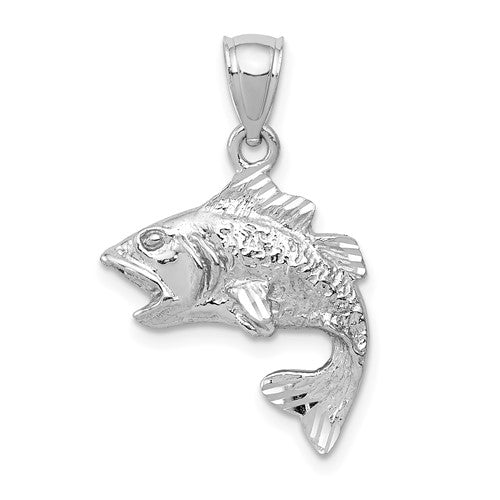 14k-white-gold-polished-textured-bass-pendant-SolomonJeweler-Wichita-KS-CustomJewelry