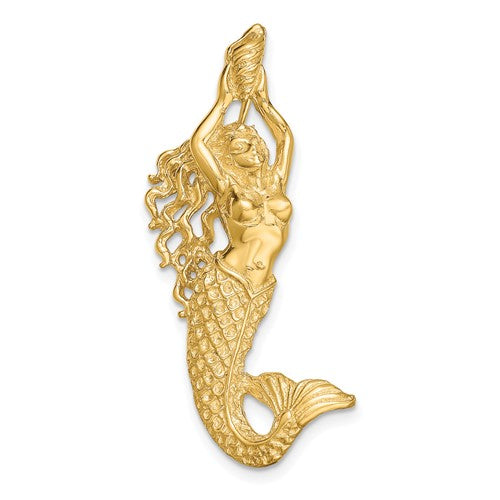 14k-gold-polished-textured-mermaid-chain-slide-pendant-SolomonJeweler-Wichita-KS-CustomJewelry