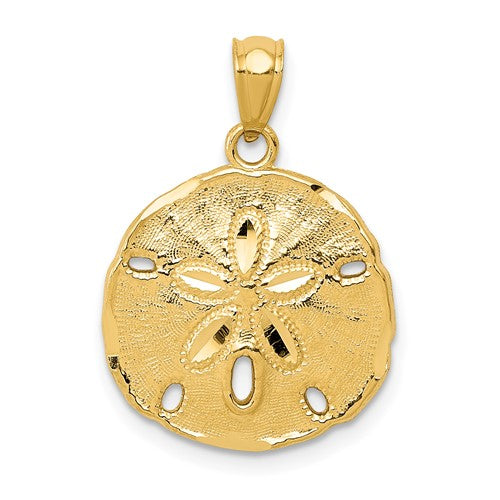 14k-gold-polished-large-sand-dollar-pendant-SolomonJeweler-Wichita-KS-CustomJewelry