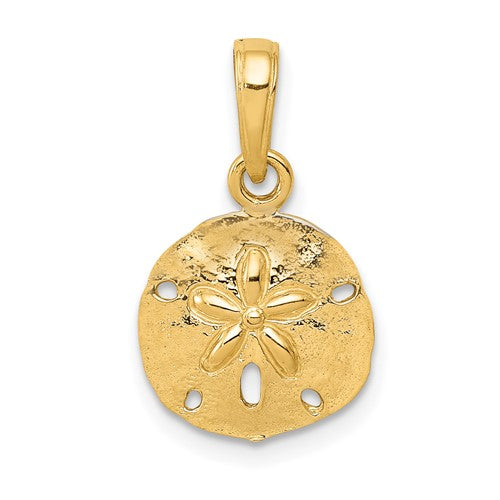 14k-gold-polished-sand-dollar-pendant-SolomonJeweler-Wichita-KS-CustomJewelry