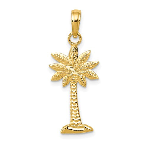 14k-gold-polished-and-textured-2-d-palmetto-palm-tree-pendant-SolomonJeweler-Wichita-KS-CustomJewelry