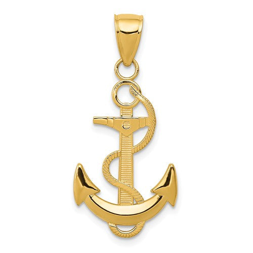 14k-polished-anchor-with-textured-rope-pendant-SolomonJeweler-Wichita-KS-CustomJewelry
