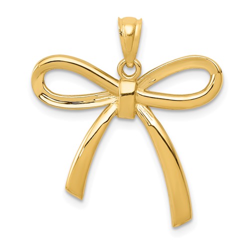 14k-gold-polished-ribbon-bow-pendant-SolomonJeweler-Wichita-KS-CustomJewelry