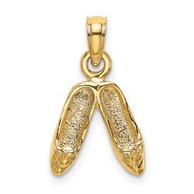 14k-gold-3d-polished-textured-ballerina-slippers-charm-SolomonJeweler-Wichita-KS-CustomJewelry