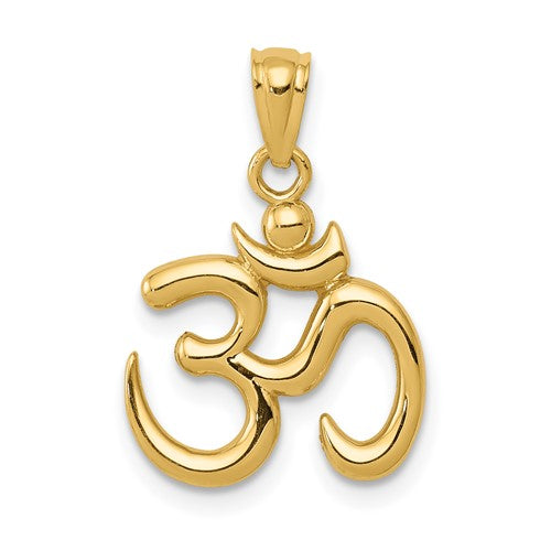 14k-gold-polished-om-symbol-pendant-SolomonJeweler-Wichita-KS-CustomJewelry