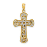14k-two-tone-polished-2-level-cross-pendant-SolomonJeweler-Wichita-KS-CustomJewelry