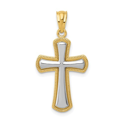 14k-rhodium-polished-cross-pendant-SolomonJeweler-Wichita-KS-CustomJewelry