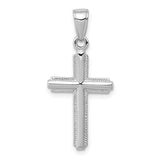 14k-white-gold-polished-cross-with-striped-border-pendant-SolomonJeweler-Wichita-KS-CustomJewelry