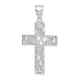 14k-white-gold-polished-textured-nugget-style-cross-pendant-SolomonJeweler-Wichita-KS-CustomJewelry
