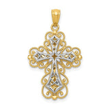 14k-two-tone-gold-polished-2-level-filigree-cross-pendant-SolomonJeweler-Wichita-KS-CustomJewelry