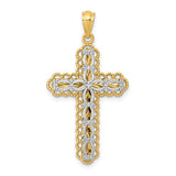 14k-two-tone-gold-polished-2-level-cross-pendant-SolomonJeweler-Wichita-KS-CustomJewelry