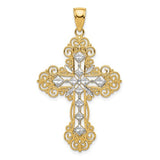 14k-w-rhodium-polished-textured-diamond-pattern-cross-pendant-SolomonJeweler-Wichita-KS-CustomJewelry