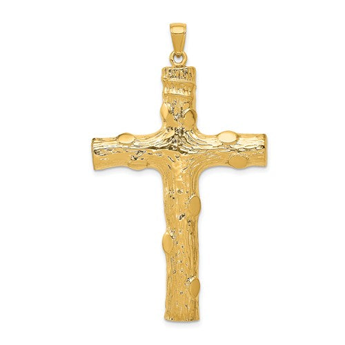 14k-large-tree-textured-cross-pendant-SolomonJeweler-Wichita-KS-CustomJewelry