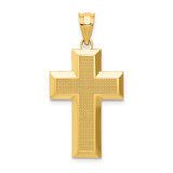 14k-polished-textured-cross-pendant-SolomonJeweler-Wichita-KS-CustomJewelry