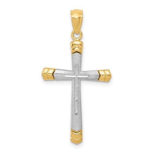 14k-two-tone-polished-d-c-cross-pendant-SolomonJeweler-Wichita-KS-CustomJewelry