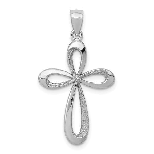 14k-white-gold-polished-ribbon-cross-pendant-SolomonJeweler-Wichita-KS-CustomJewelry