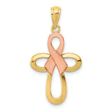 14k-two-tone-polished-pink-ribbon-cross-pendant-SolomonJeweler-Wichita-KS-CustomJewelry