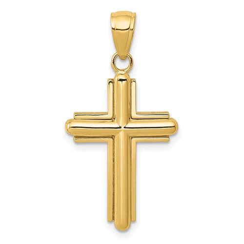 14k-gold-polished-beveled-stick-cross-w-frame-pendant-SolomonJeweler-Wichita-KS-CustomJewelry