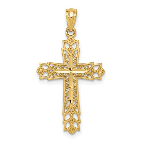 14k-gold-polished-filigree-cross-pendant-SolomonJeweler-Wichita-KS-CustomJewelry