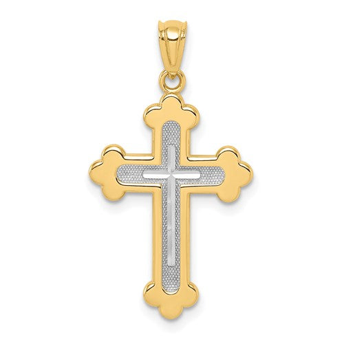 14k-two-tone-polished-budded-cross-SolomonJeweler-Wichita-KS-CustomJewelry
