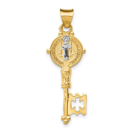 14k-with-rhodium-cross-key-pendant-SolomonJeweler-Wichita-KS-CustomJewelry