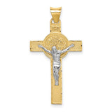 14k-two-tone-st-benedict-medal-crucifix-cross-pendant-SolomonJeweler-Wichita-KS-CustomJewelry