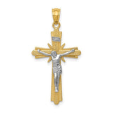 14k-two-tone-gold-polished-crucifix-pendant-SolomonJeweler-Wichita-KS-CustomJewelry