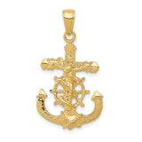 14k-polished-textured-mariners-crucifix-rope-wheel-pendant-SolomonJeweler-Wichita-KS-CustomJewelry