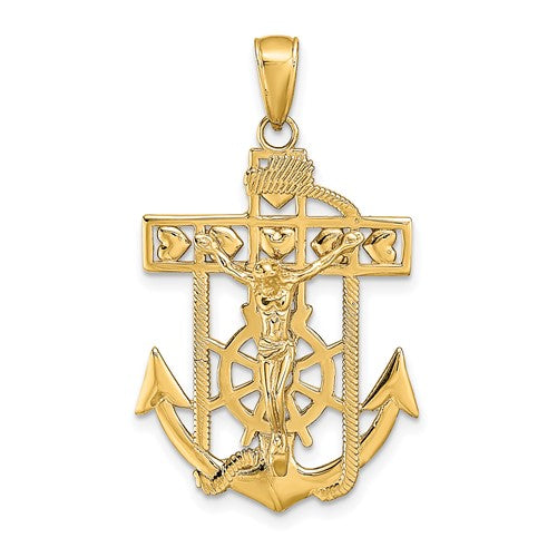 14k-polished-textured-mariners-crucifix-pendant-SolomonJeweler-Wichita-KS-CustomJewelry