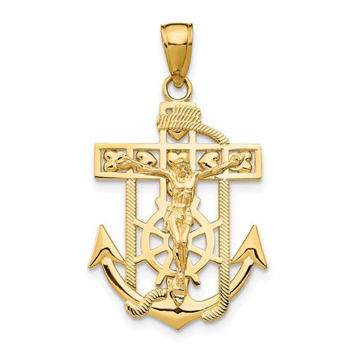 14k-polished-textured-mini-mariners-crucifix-pendant-SolomonJeweler-Wichita-KS-CustomJewelry