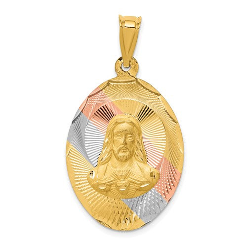 14k-w-rose-and-white-rhodium-d-c-sagrado-corazon-oval-pendant-SolomonJeweler-Wichita-KS-CustomJewelry
