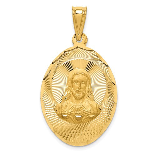 14k-polished-d-c-sagrado-corazon-oval-pendant-SolomonJeweler-Wichita-KS-CustomJewelry