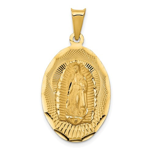 14k-polished-d-c-lady-of-guadalupe-oval-pendant-SolomonJeweler-Wichita-KS-CustomJewelry