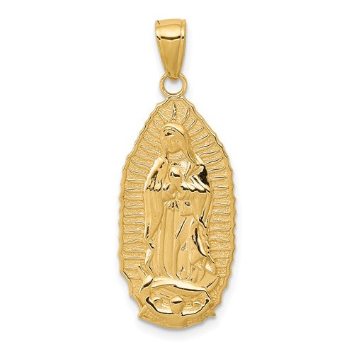14k-polished-our-lady-of-guadalupe-oval-disc-engraved-pendant-SolomonJeweler-Wichita-KS-CustomJewelry