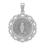 14k-white-gold-miraculous-medal-with-scallop-frame-pendant-SolomonJeweler-Wichita-KS-CustomJewelry