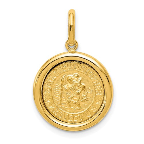 14k-polished-and-satin-st-christopher-medal-pendant-SolomonJeweler-Wichita-KS-CustomJewelry