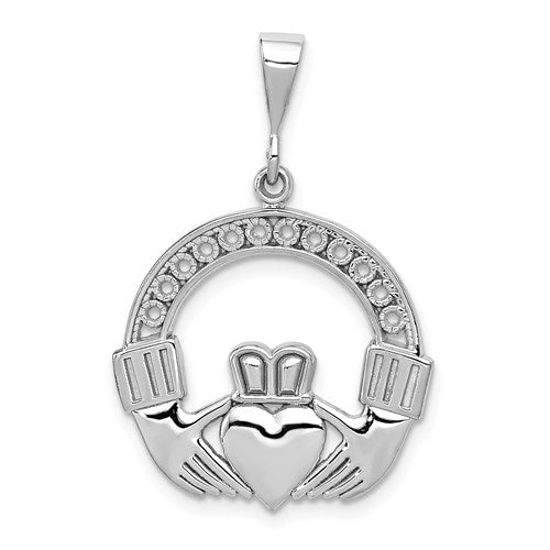 14k-white-gold-claddagh-pendant-SolomonJeweler-Wichita-KS-CustomJewelry