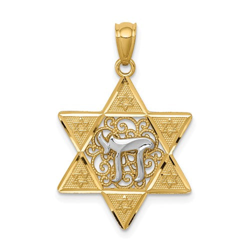 14k-two-tone-gold-polished-star-of-david-w-chai-pendant-SolomonJeweler-Wichita-KS-CustomJewelry