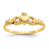 14K child's Claddagh ring from Solomon Jewelers, featuring traditional heart and hands design in gold jewelry.