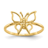 14k polished butterfly ring from Solomon Jewelers, gold jewelry ring with detailed butterfly design, elegant and shiny.